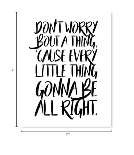 Don'T Worry Bout A Thing, 05X07 Inch Print, Motivational Print, Don'T Worry Bob Marley, Typography Art, Bob Marley Lyrics, Three