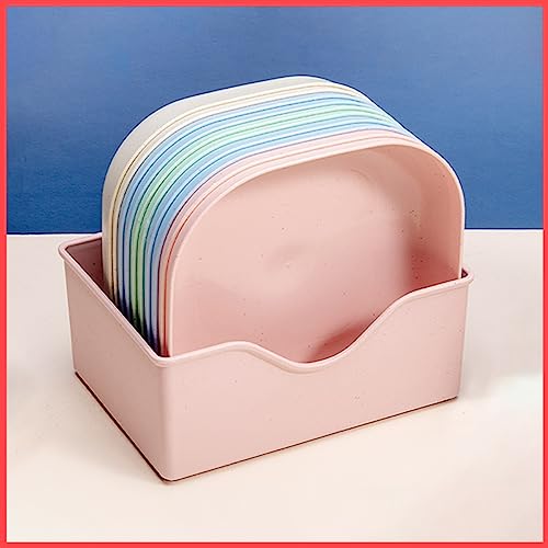 Wolpin Square Plastic Dinner Plate Set (Set Of 10 Pcs) Colorful Snacks Plate/Breakfast Plate With Stand
