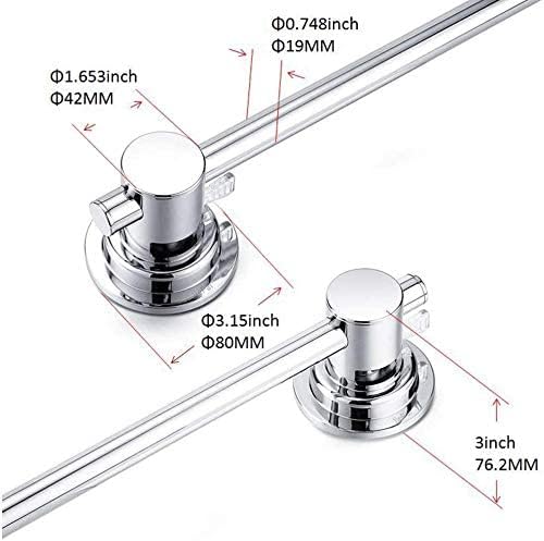 Jiepai 16 Inch Vacuum Suction Cup Towel Bar,Removeable Shower Mat Rod Shower Door Adhesive Towel Bar Suction Towel Rack (Chrome,