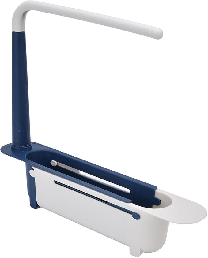Sprade Plastic Telescopic Sink Storage Rack, Adjustable Telescopic 2In1 Sink Shelf Rack With A Dish Cloth, Expandable Sponge S