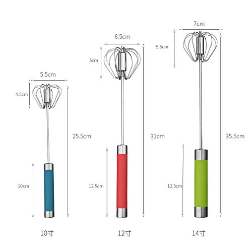 Stainless Steel Semi-Automatic Egg Whisk - 3Pcs Hand Push Rotary Whisk Blender (3 Colors)
