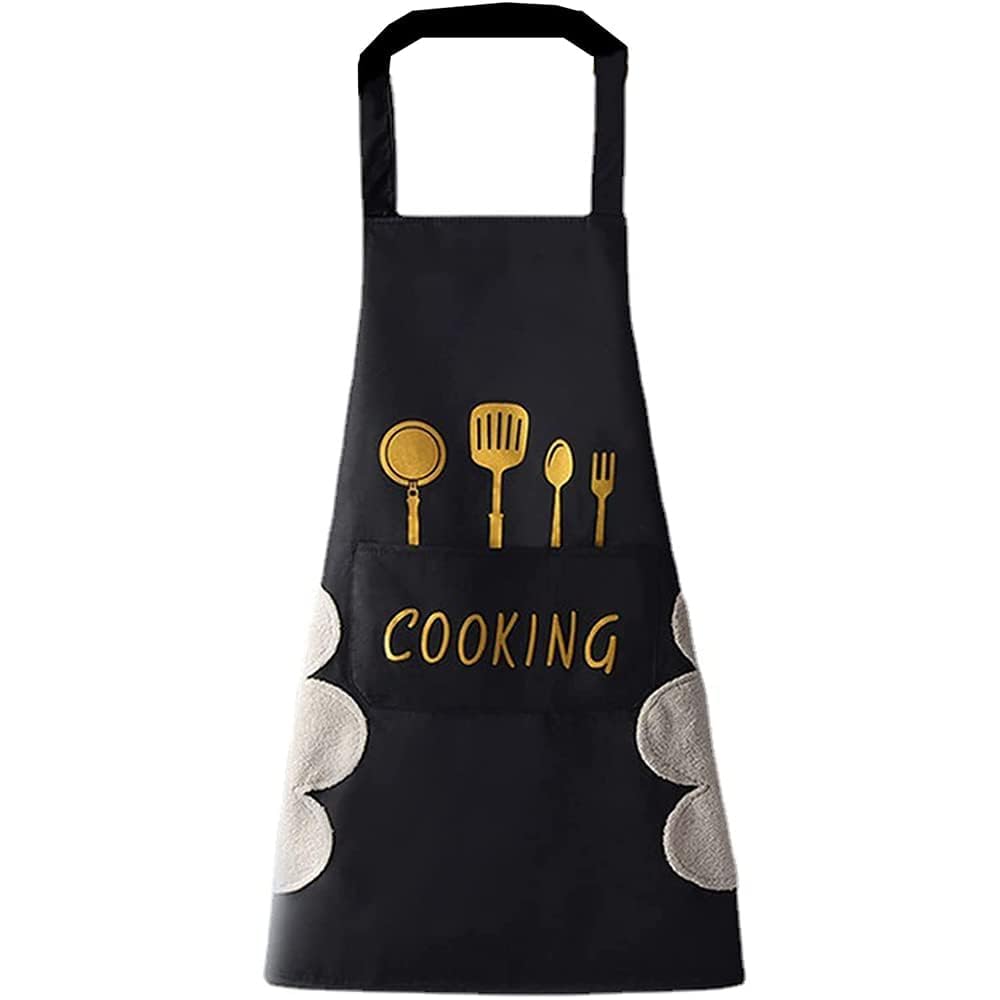 Docat Apron For Kitchen Cooking Waterproof Apron For Women Men With Pockets And Side Coral Velvet For Wiping Hands Towel Grill C
