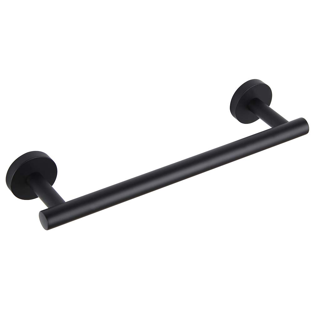 Gerz Contemporary 12-Inch Towel Bar Bath Hand Towel Holder Sus 304 Stainless Steel Wall Mounted Bathroom Organizer Matte Black