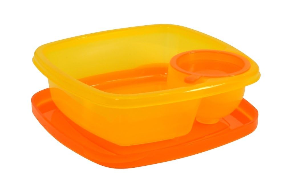 Compac Home Take A Dip 2 The Side Orange-Yellow Compartment Lunch Containers Or Snack Container For On The Go, Dishwasher And Mi