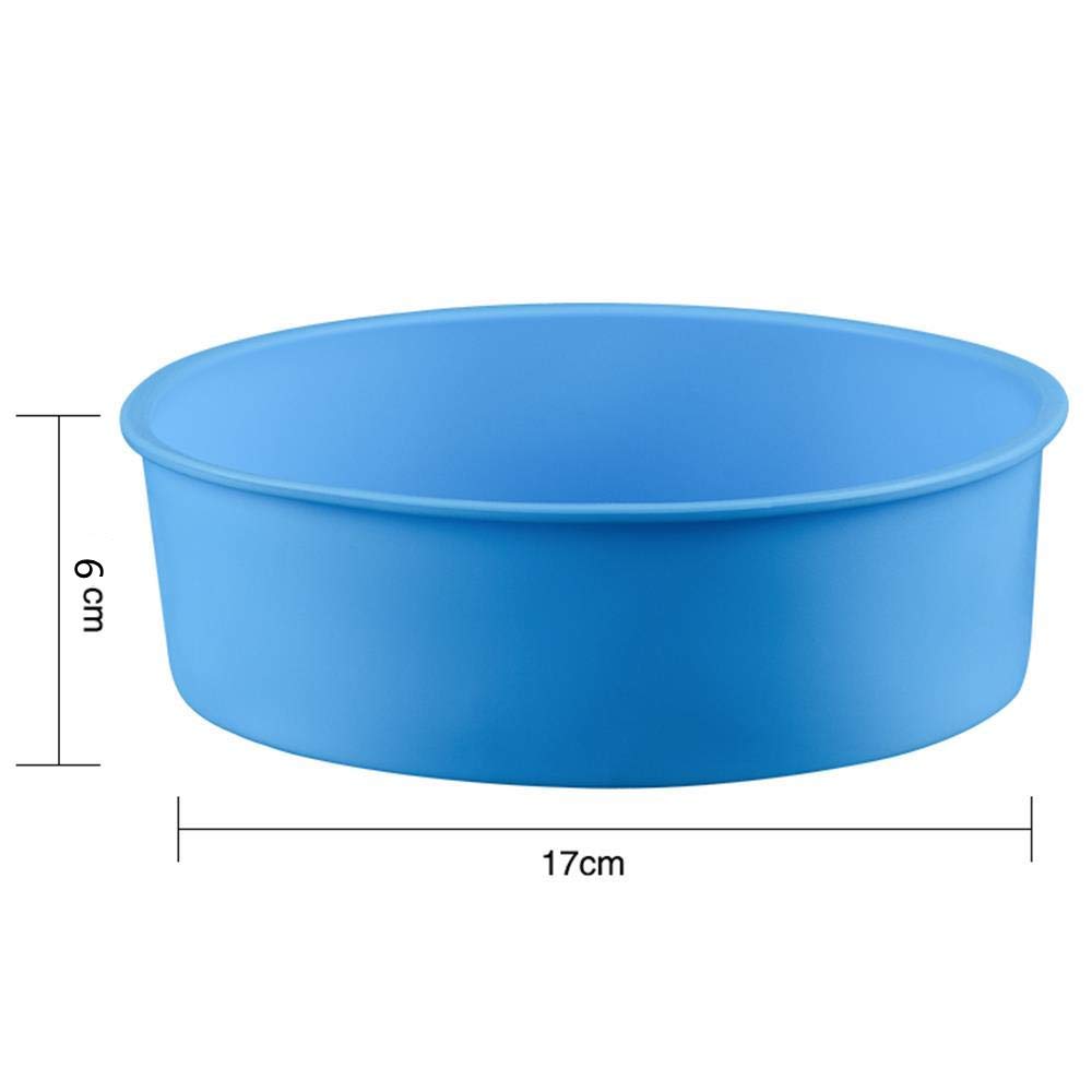 Zswell Round Silicone Cake Pan Baking Mold 6 Inches - Set Of 2 - Bpa-Free - Kitchen Baking Tool Red And Blue With Egg White Sepa