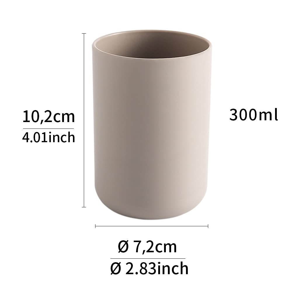 Wongwongcat Bathroom Tumbler, Unbreakable Dishwasher Safe Drink Cup 300Ml, 2 Pieces (Brown&Brown)