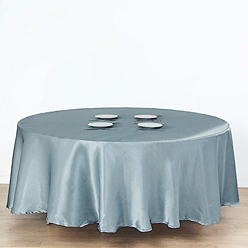 Balsacircle 108-Inch Dusty Blue Round Satin Tablecloth Table Cover Linens For Wedding Party Catering Kitchen Dining Events Kitch
