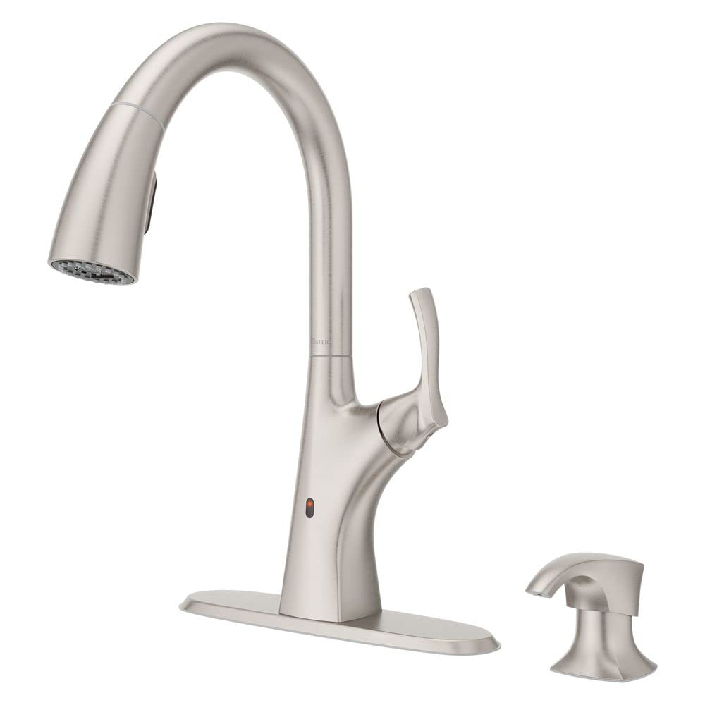 Pfister Masey Touchless Kitchen Faucet with Pull Down Sprayer and Soap Dispenser, Single Handle, High Arc, NSF Certified, Spot D