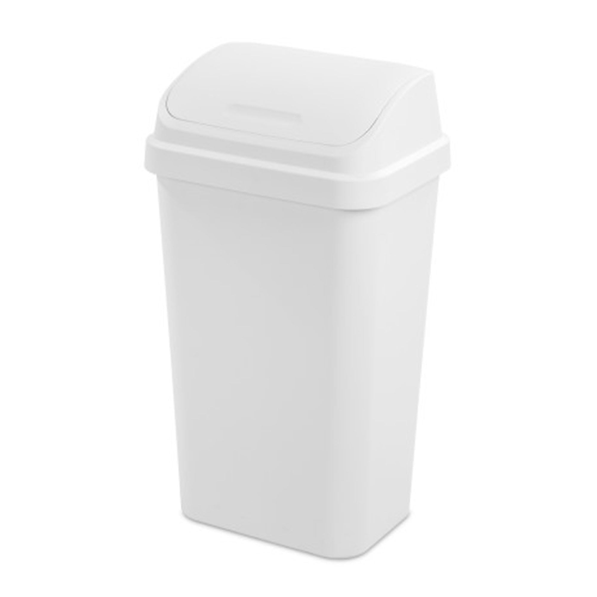 Sterilite 4 Pack Kitchen Garbage Trash Can With Plastic Swing Top, 13 Gal, White