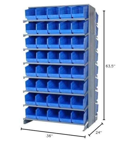 Pick Rack, Slopped, Double Sided, 24L X 36W X 63-1/2H, 800 Lbs. Capacity, (16) Shelves Configuration, Includes: (80) Qsb202 Blue