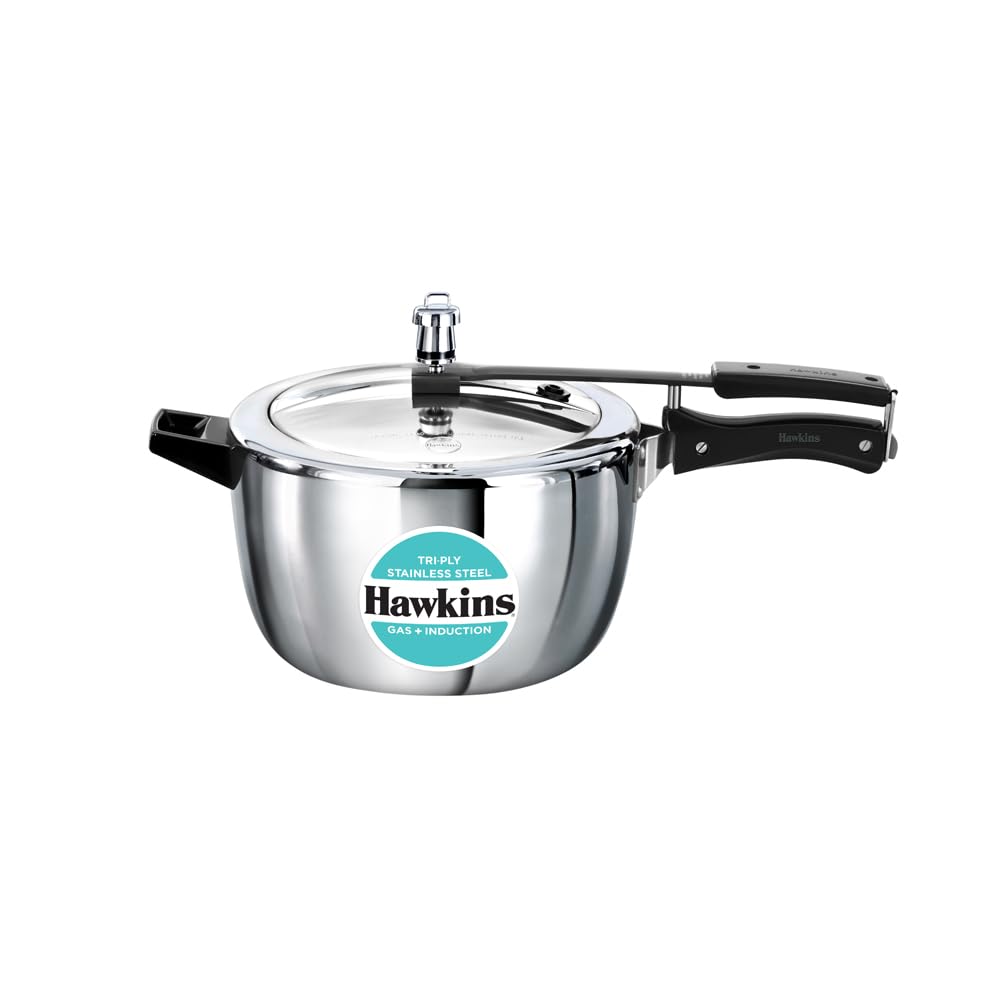 Hawkins 7 Litre Triply Stainless Steel Pressure Cooker,Wide Cooker, Inner Lid Cooker, Silver (Hsst7W)