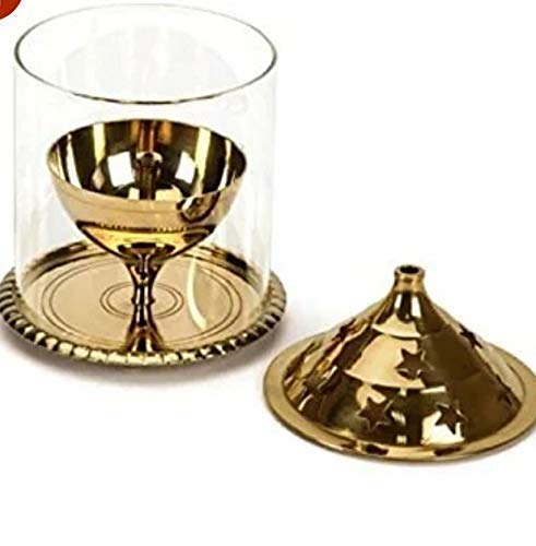 Quace Akhand Diya Decorative Brass & Glass Oil Lamp 5 Inch With Borosilicate Glass