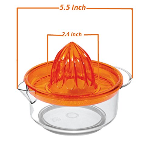 Uniware Fruit Juicer Strainer Reamer, Made In Italy, With Handle Pour Spout, Bpa Free Colors May Vary (Orange)