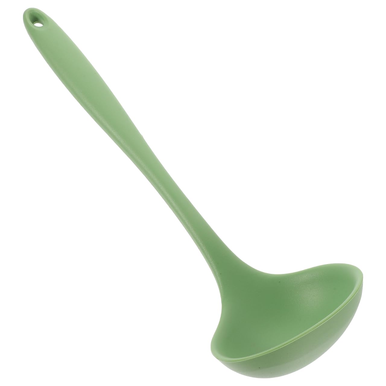 GLEAVI Big Belly Silicone Soup Ladle Green Large Serving Spoon for Kitchen Cooking Serving Heat Resistant Nonstick Easy Clean 7.