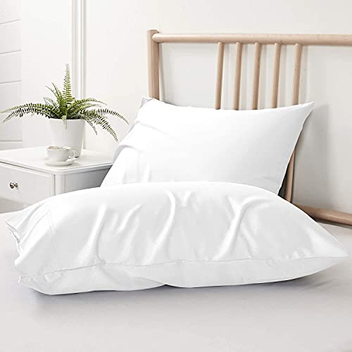 1000 Thread Count Egyptian Cotton Bedsheet | Queen Size (20 X 30 Inches) Pillow Covers I White Color Pillow Cover  Set Of 2