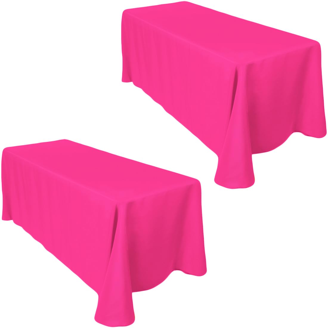 Ltc Linens 2-Pack Rectangular Tablecloths 90 In X 156 In With Rounded Corners - Fuchsia Table Covers For 8 Ft Table With Floor-L