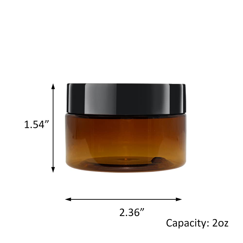 Zmybcpack 24 Pack 2 Oz (60Ml) Amber Plastic Jars With Lids, 12 Spatulas, A Pen, Labels - Pet Storage Container For Cosmetic, Cre