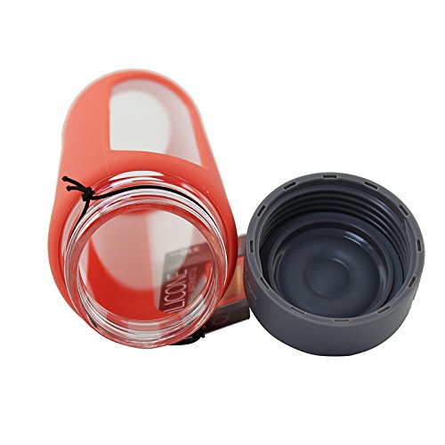Lock & Lock I Shape Silicone Heat Resistant Borosilicate Glass Sports, 17 Oz, Red Water Bottle