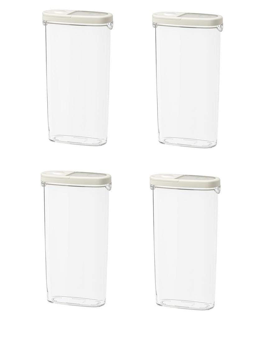 Ikea Plastic 365+ Dry Food Jar With Lid, Transparent, White, 2.3 L (2 Qt)  Pack Of 4