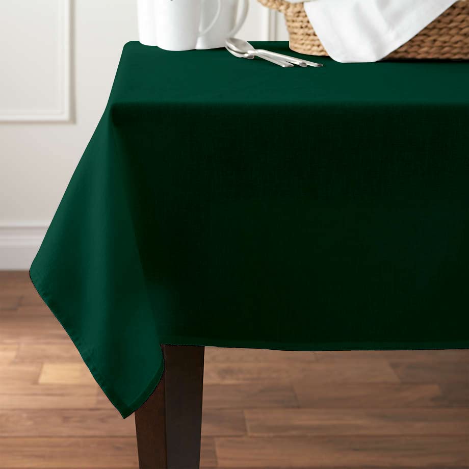 Pomp Hunter Green 90 Inch Round Premium Polyester Tablecloth  Wrinkle + Stain Resistant Easy Care Fabric  Fits Round Table