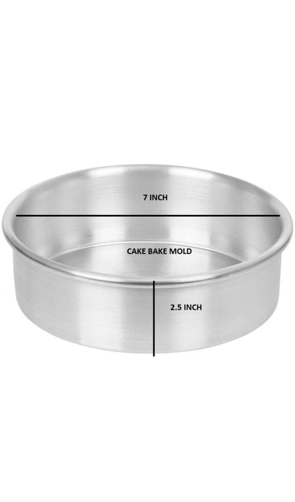 Generic Aluminium Round Cake Mould 7 INCH Silver