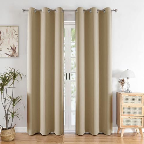 Homemonde Door Opaque Curtains 8 Feet Long Single Pcs Solid 70% Blackout Decorative For Living Room, Bedroom, Office, Beige Curt
