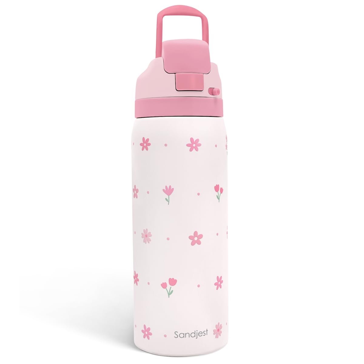 Floral Insulated Stainless Steel Water Bottle with Straw for Sports and Travel, 32oz, Gifts for Women Girls Friends Teens Birthd