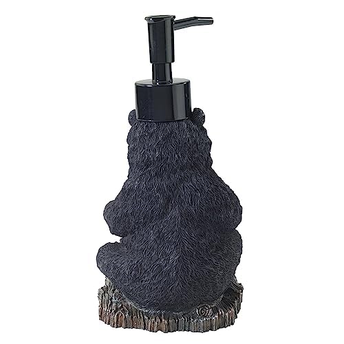 Avanti Linens - Soap Dispenser/Lotion Pump, Resin Countertop Accessories, Animal Bathroom Decor (Black Bear Lodge Collection)