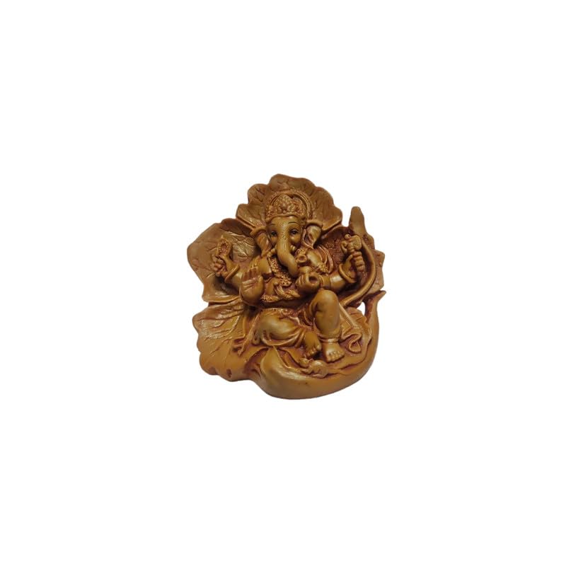 Pratima Wooden Finish Jaswanti Polyresin Ganesh Idol|Vinayaka Statue|Ganpati Murti|Ganesha Idol For Car Dashboard|Ganesh Idol Fo