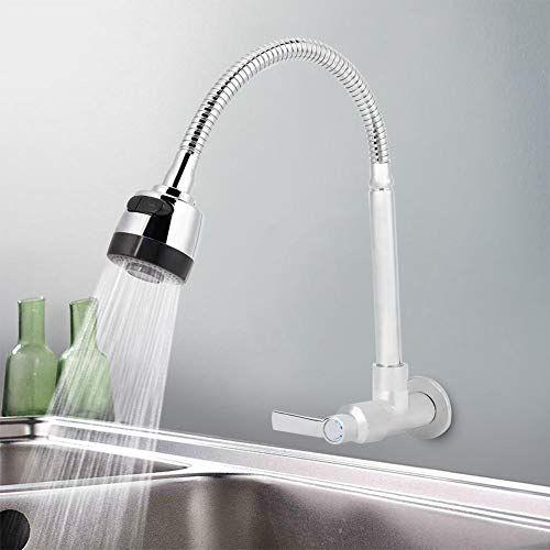 Single Cold Water Type Kitchen Faucet Wall Mount Kitchen Sink Faucet Household 360 Rotatable Kitchen Fixtures G1 2In