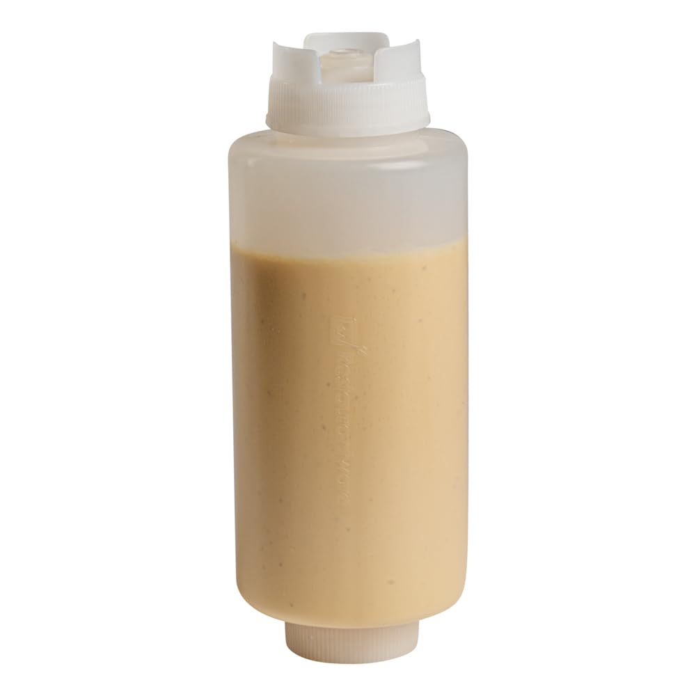 Restaurantware 32Oz. Fifo Inverted Plastic Squeeze Bottle With Refill And Dispensing Lids - First In First Out - Perfect For Res
