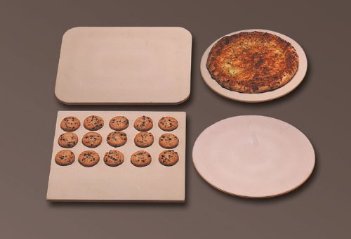 American Metalcraft Ceramic Pizza Stone, 15'' L X 12'' W X 3/8'' H,Cream