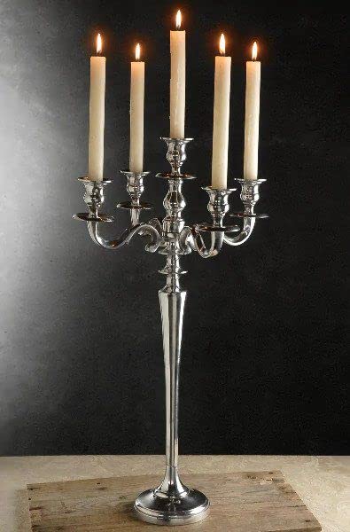 Home Trends India Candle Stand I 5 Arms Aluminium Candle Stand I Shinny Polished I 24 Inch