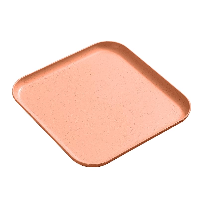 Oicia Wheat Straw Serving Tray,Orange,Large Square 29Cm