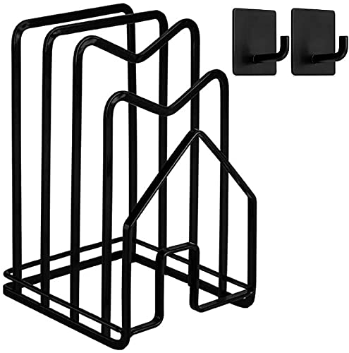 Sunfcon Cutting Board Holder Rack Pot Pan Lids Holder 2 Adhesive 304 Stainless Steel Hanging Hooks Chopping Board Organizer Thin
