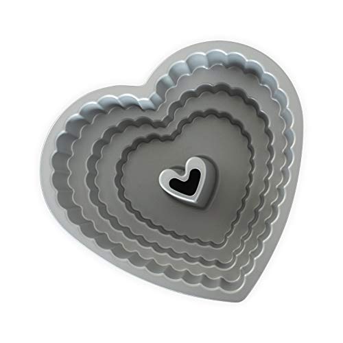 Nordic Ware Cast Bundt Bakeware Tiered Heart Cakelets Toffee, 3-Cup