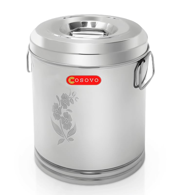 Cosovo Stainless Steel Container | Kothi For Storage | Rice Storage Box Drum 25 Kg | Kitchen Flour Atta Big Container Dabba With