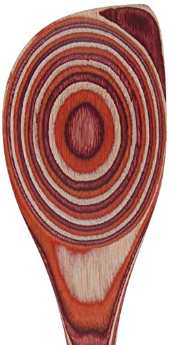 Island Bamboo Pakkawood 12-Inch Corner Spoon, Red