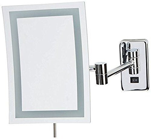 Jerdon Rectangular 6.5-Inch X 9-Inch Wall Mount Mirror - Makeup Mirror With 5X Magnification And 15.5-Inch Wall Extension - Chro
