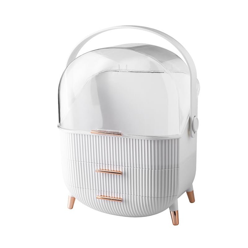 Rap Beauty Luxe Makeup Organizer With Drawer Storage (White)