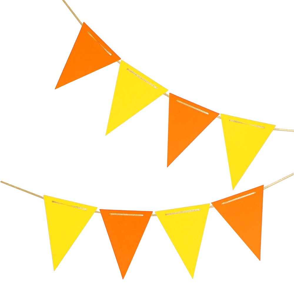Orange and Yellow Pennant Banner,Orange and Yellow Vintage Double Sided Triangle Flag,for Autumn Party Decoration,Pack of 30pcs 
