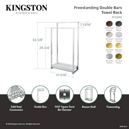 Kingston Brass Scc8267 Edenscape Freestanding -Towel Rack, Brushed Brass