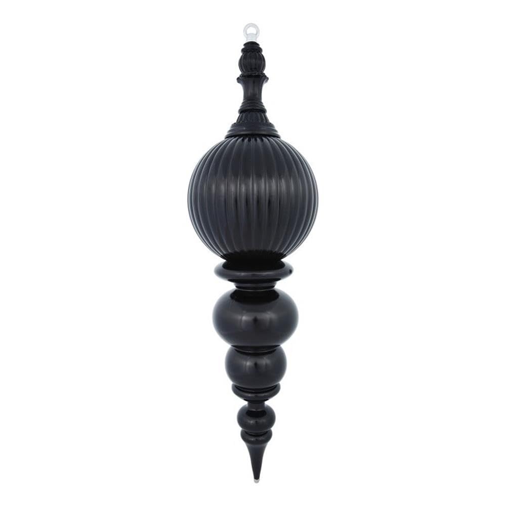 Vickerman 28 Shiny Finial Christmas Ornament, Shatterproof Plastic, Holiday Christmas Tree Decoration, Black
