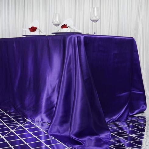Balsacircle 90X156 Inch Purple Satin Rectangle Tablecloth Table Cover Linens For Wedding Table Cloth Party Reception Events Kitc