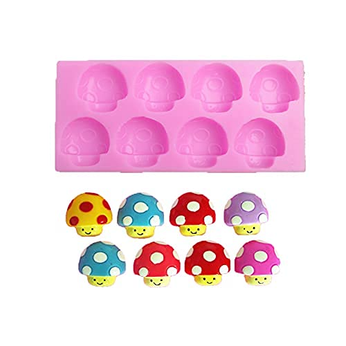 8-Cavity 3D Mushroom Silicone Mold For Diy Fondant Candy Making Chocolate Molds Lollipop Desserts Ice Cube Gum Clay Soap Biscuit