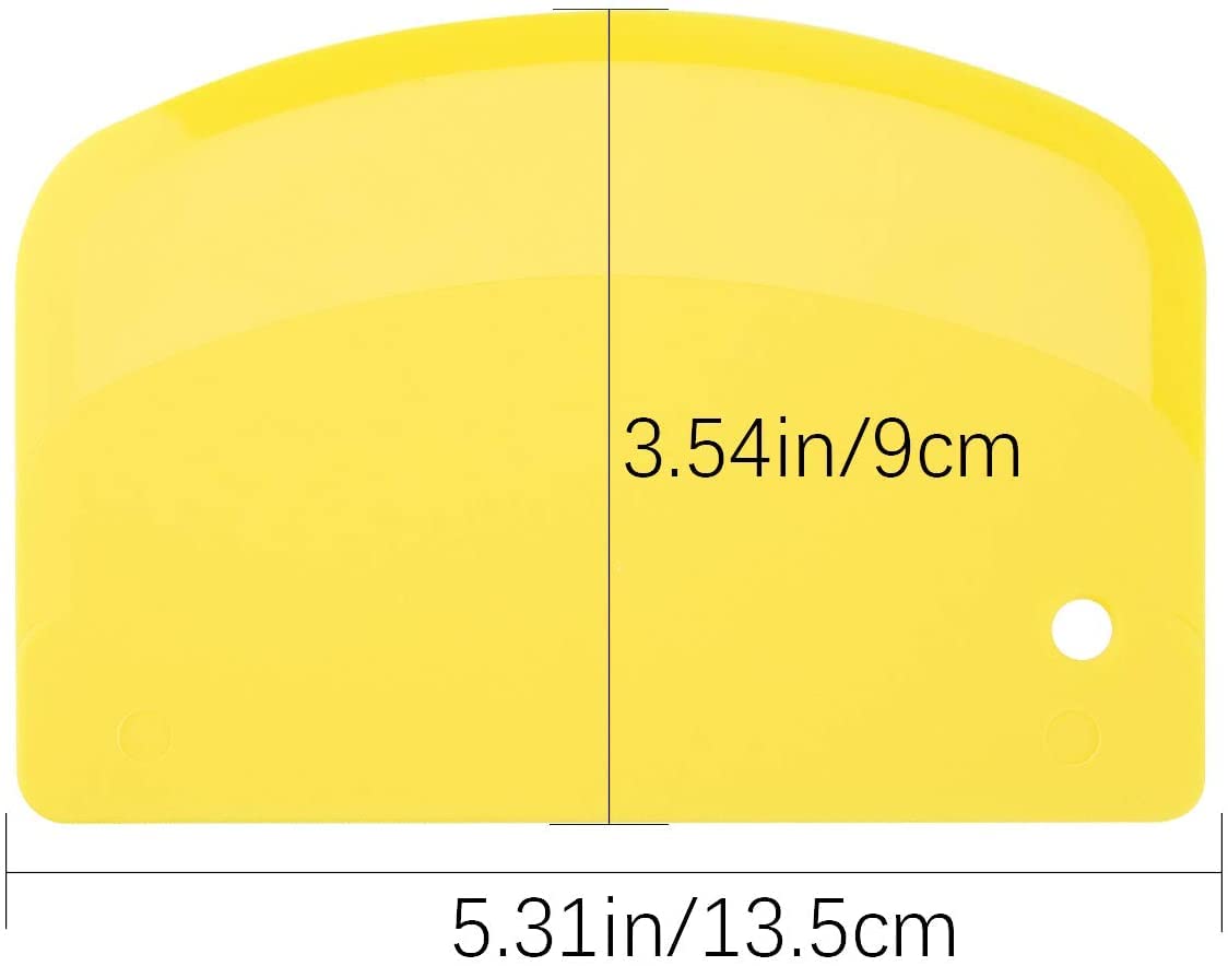 Luter 2Pcs 13.5X9Cm/5.3X3.5 Dough Scraper Plastic Pastry Cutter Bowl Scrapers Dough Bread Cutters For Cake Decorating Baking (Ye