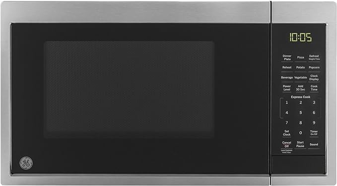 GE Countertop Microwave Oven, Compact 0.9 Cubic Ft., 900-watt Capacity, 7 Auto Cooking Settings, Child-Lock Technology, Kitchen 