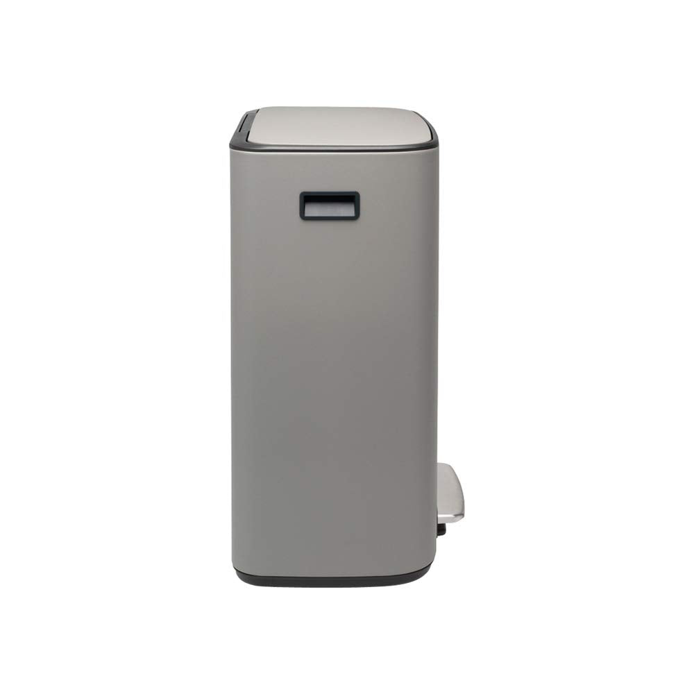 Brabantia Bo Step-On Pedal Trash Can - 2 X 8 Gal Inner Buckets (Mineral Concrete Gray) Waste/Recycling Garbage Can, Removable Co