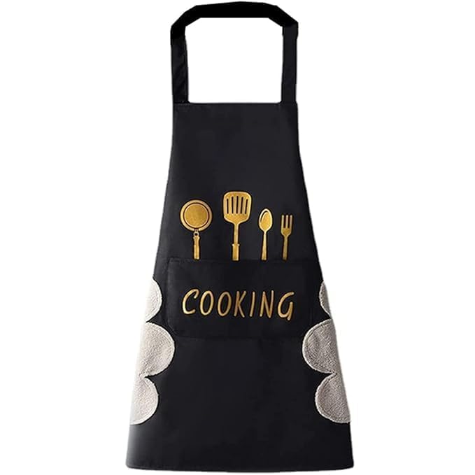 Devani Impex Waterproof Cooking Apron With Pocket & Side Towel Unisex Kitchen Apron For Men & Women Adjustable Bib Apron With Co