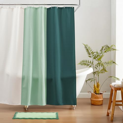 Monday Moose Colorful Waffle Weave Shower Curtain With Rustproof Metal Grommet Holes For Bathroom, Machine Washable, Hooks Inclu